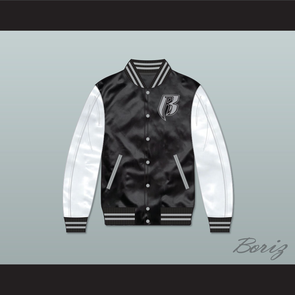 Ruff Ryders Black and White Satin Bomber  1.jpg