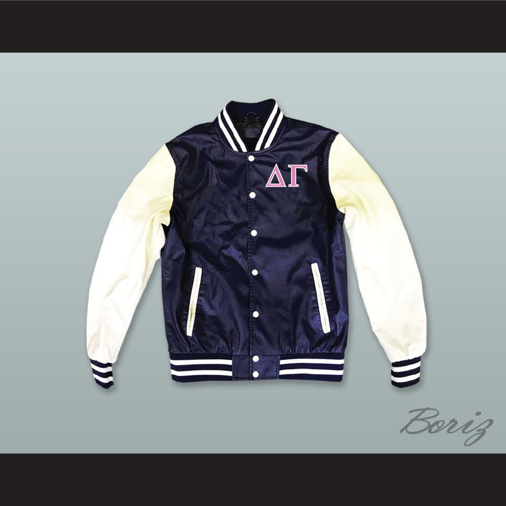 Delta Gamma Sorority Navy Blue and White Lab Leather Varsity Jacket  1.jpg