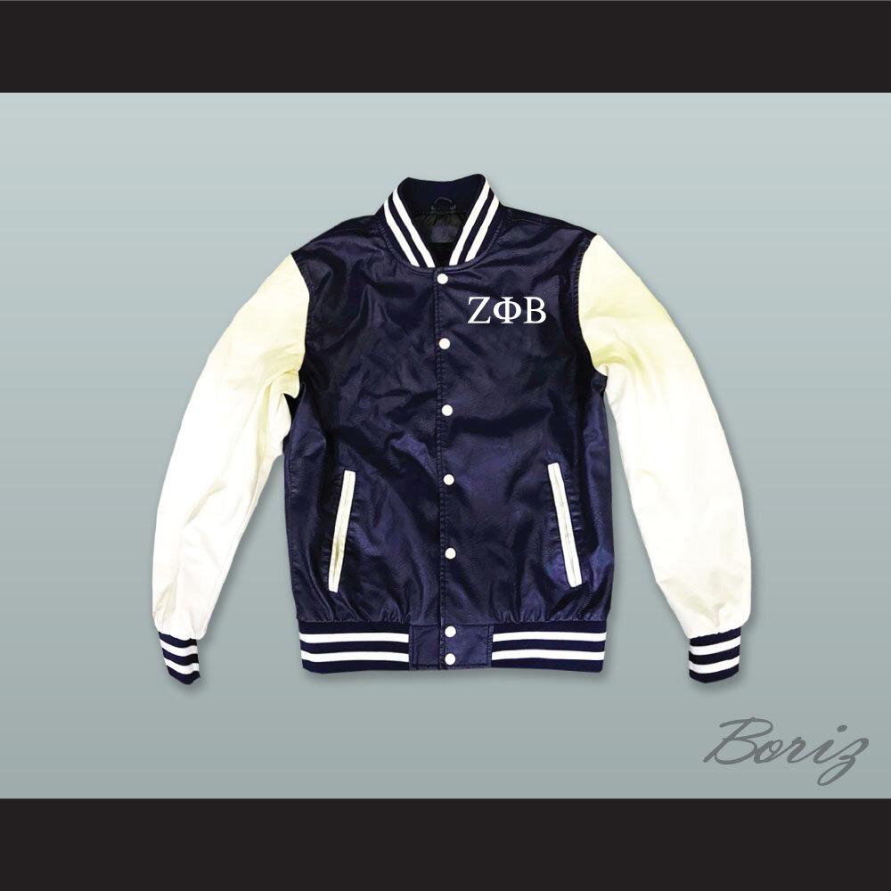 Zeta Phi Beta Sorority Navy Blue and White Lab Leather Varsity Jacket  1.jpg