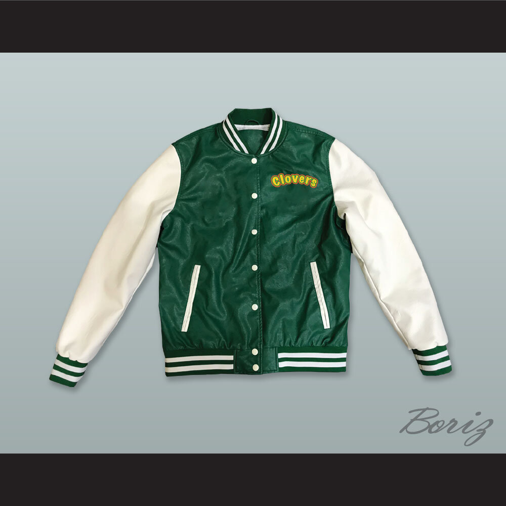 East Compton Clovers Green and White Lab Leather Varsity Jacket  1.jpg