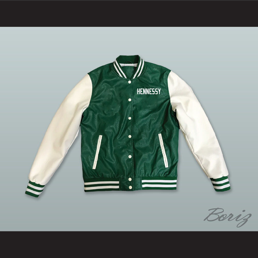 Hennessy Queens Bridge 95 Green and White Lab Leather Varsity Jacket  1.jpg