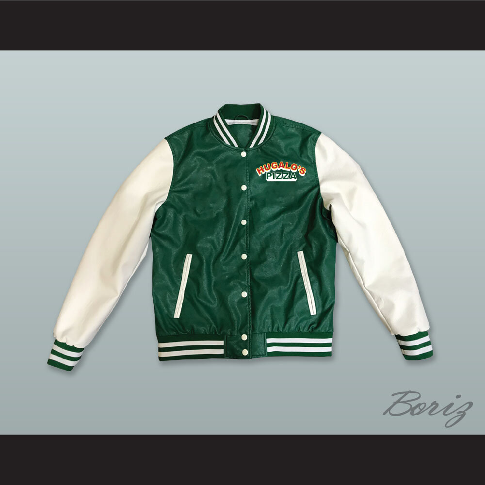 Hugalo's Pizza Green and White Lab Leather Varsity Jacket  1.jpg