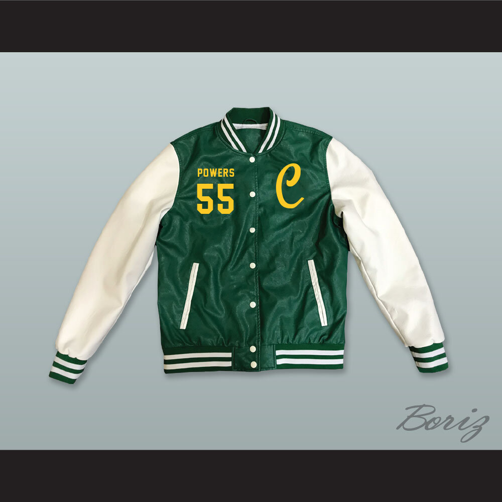 Kenny Powers 55 Charros Green and White Lab Leather Varsity Jacket  1.jpg