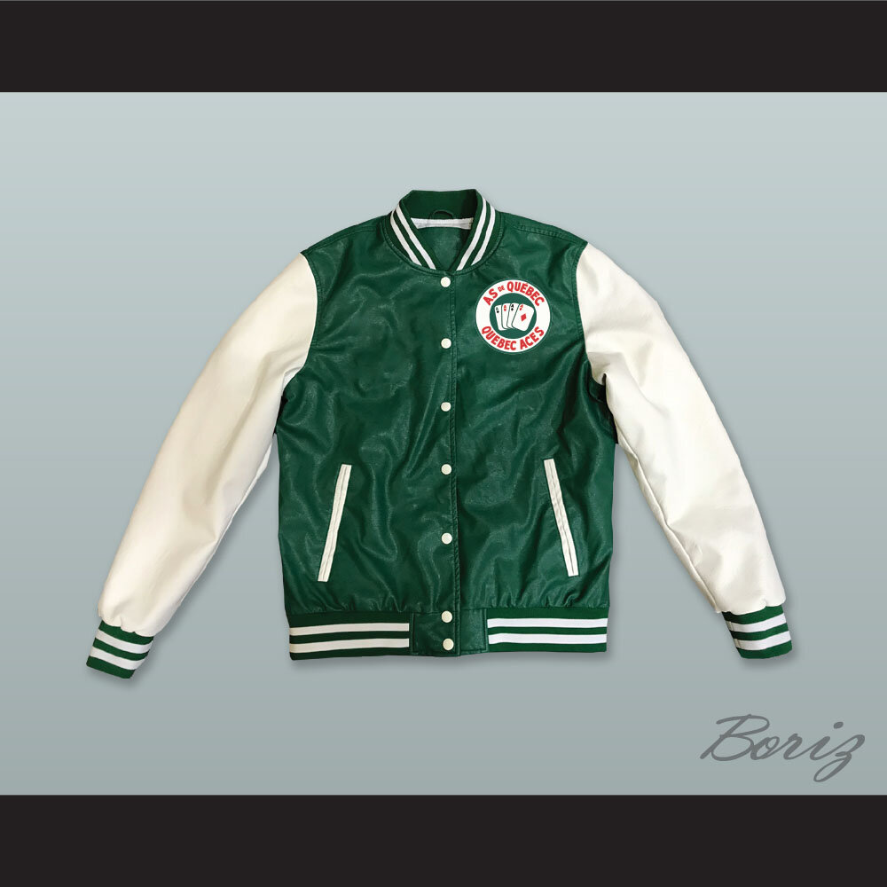 Quebec Aces Green and White Lab Leather Varsity Jacket  1.jpg