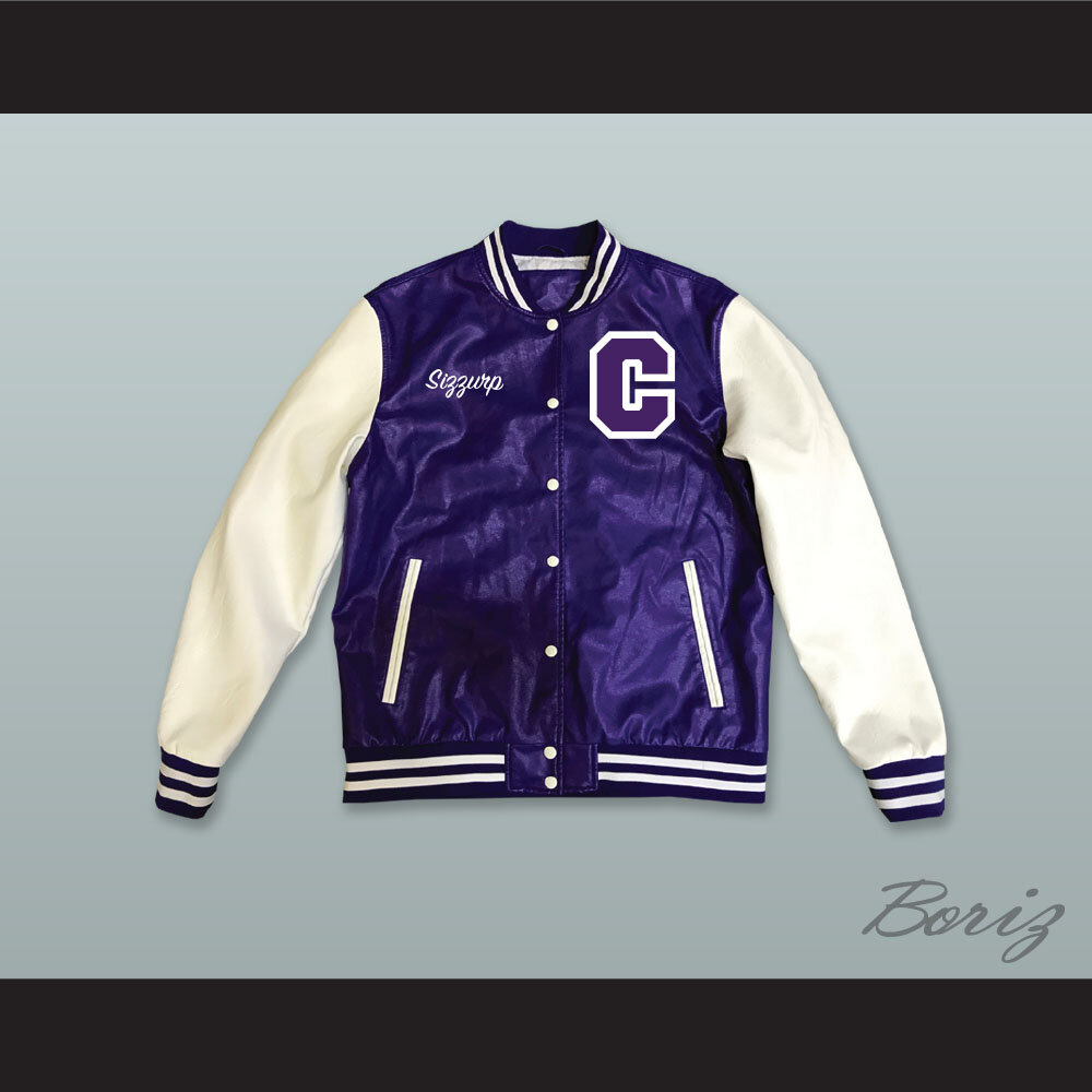 Sizzurp Team Codeine Lean Purple and White Lab Leather Varsity Jacket  1.jpg