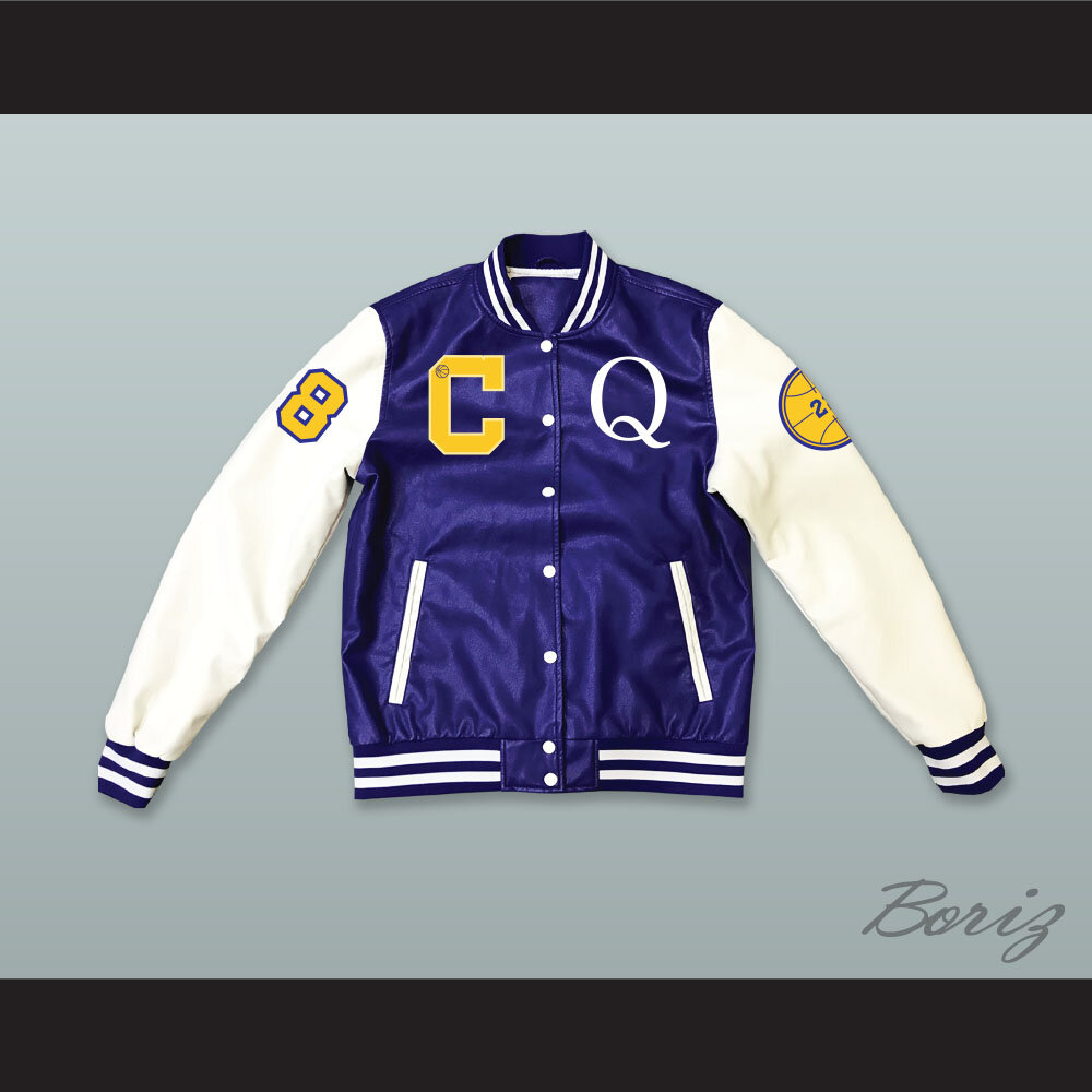 Quincy McCall 88 Crenshaw High School Blue and White Lab Leather Jacket 3  1.jpg