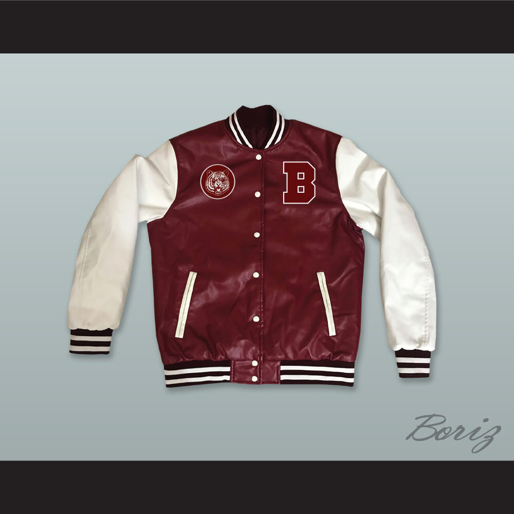 Bayside Tigers Maroon and White Lab Leather Jacket 1.jpg