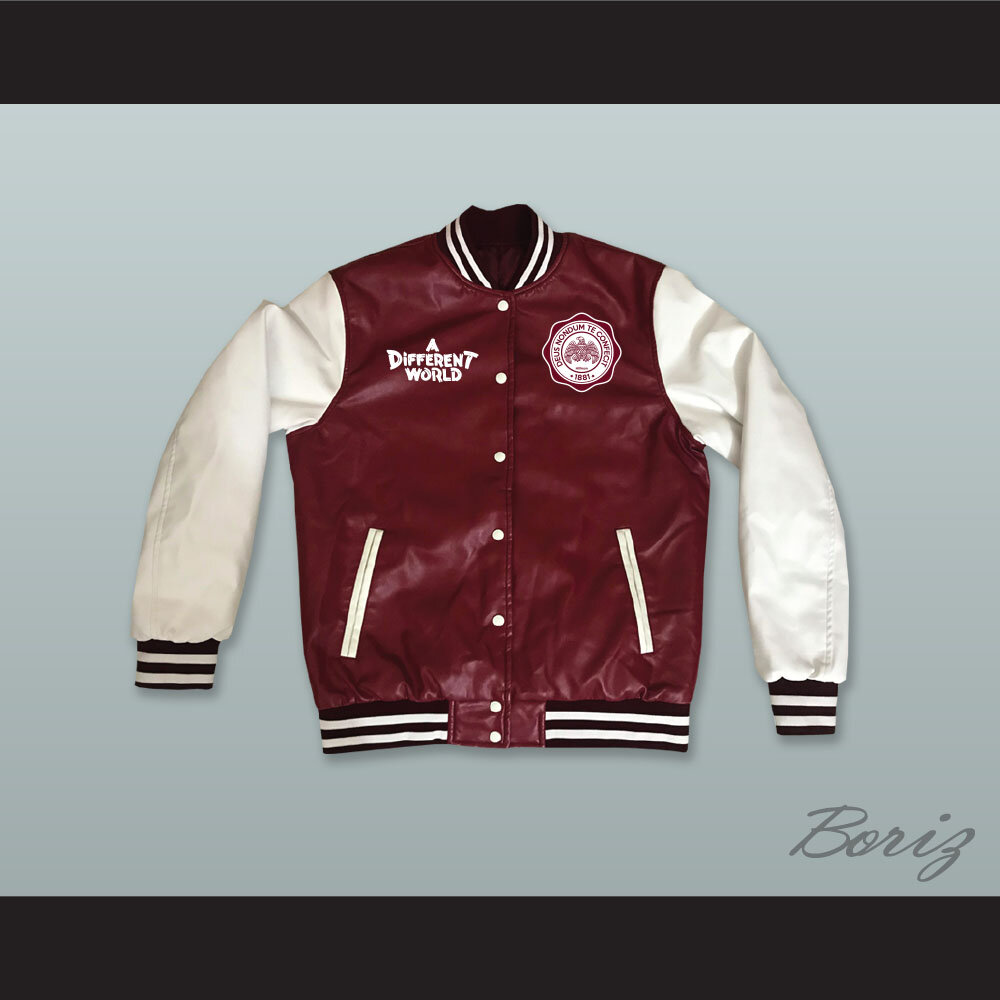 Hillman College Eagle Crest Maroon and White Lab Leather Jacket 1.jpg