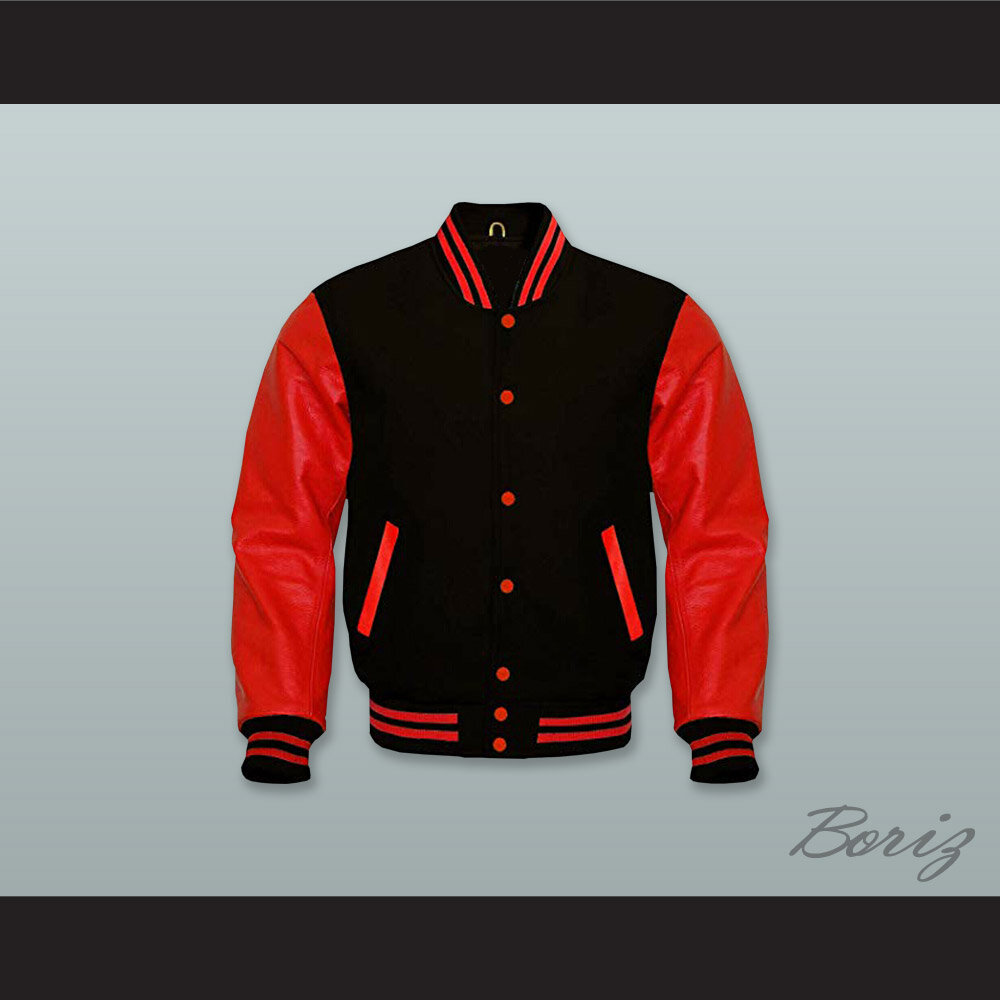 Black and Red Wool with Lab Leather Varsity Letterman Jacket  1.jpg