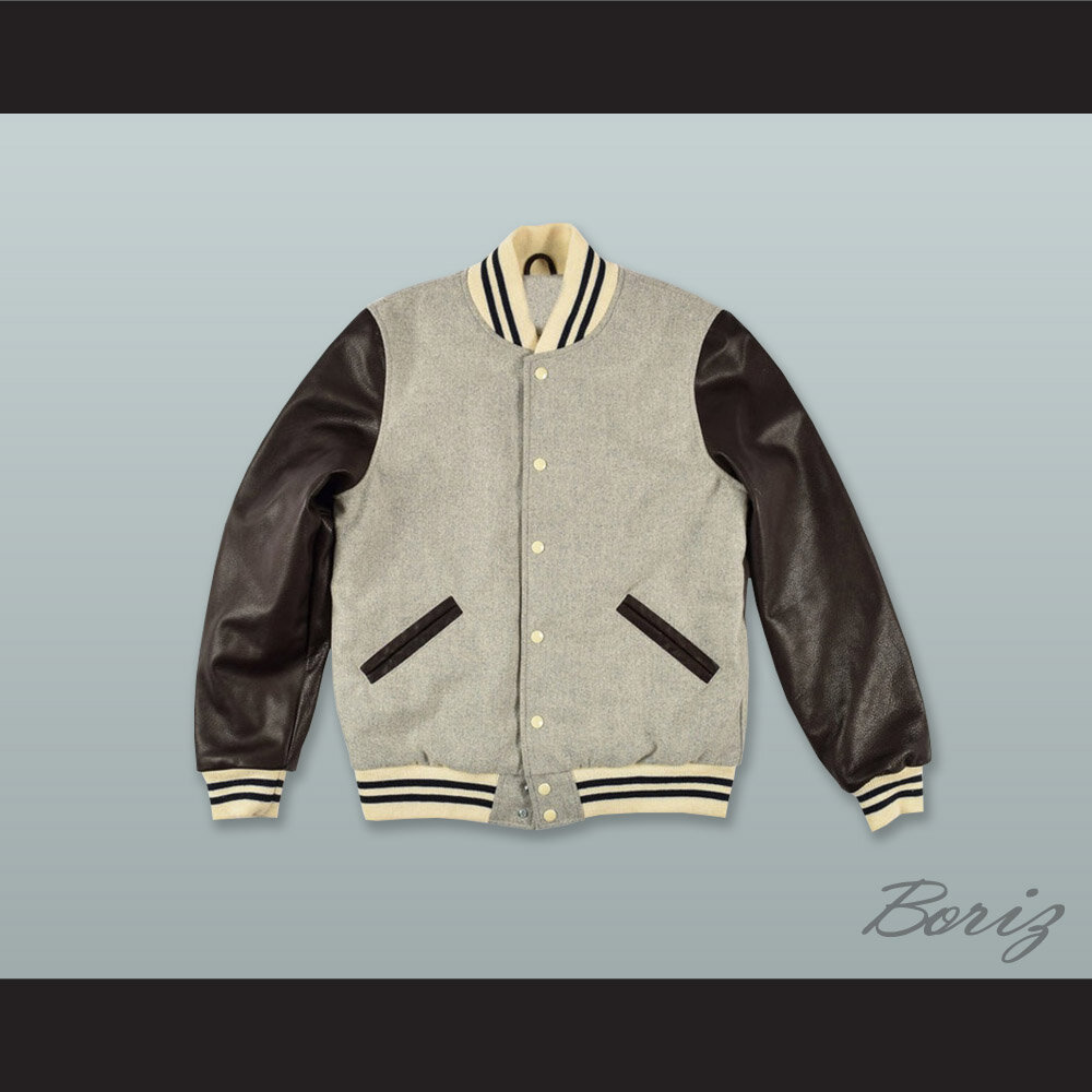 Gray and Black Wool with Lab Leather Varsity Letterman Jacket 1.jpg