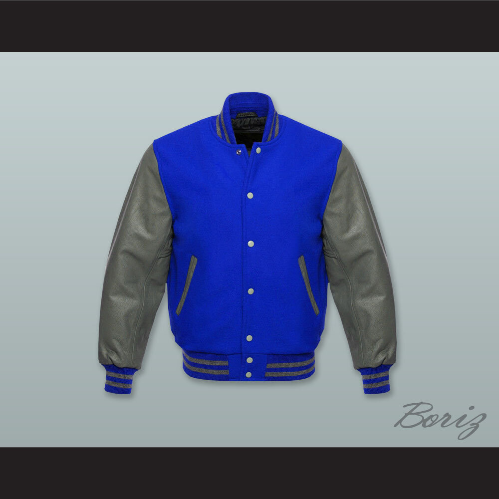 Royal Blue Wool and Gray Lab Leather Varsity Letterman Jacket  1.jpg
