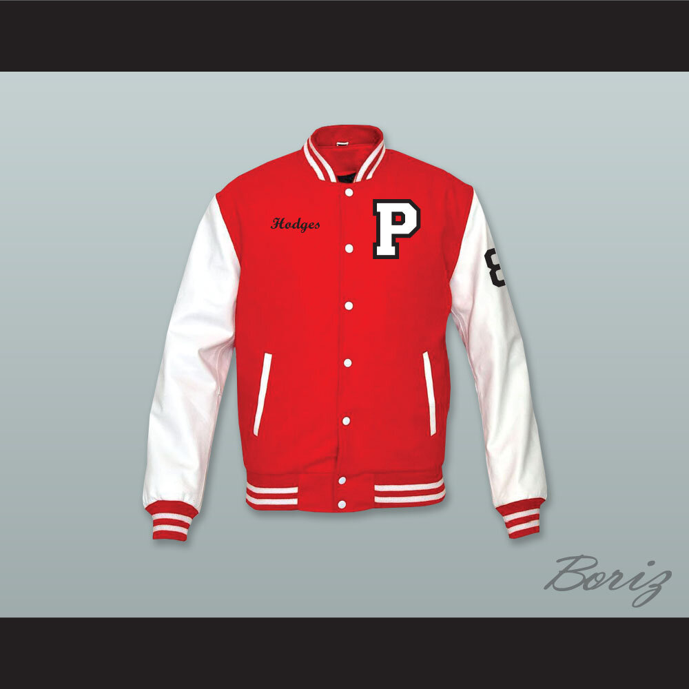 Hodges 8 Putnam Badgers High School Red Wool and White Lab Leather Varsity Letterman Jacket  1.jpg