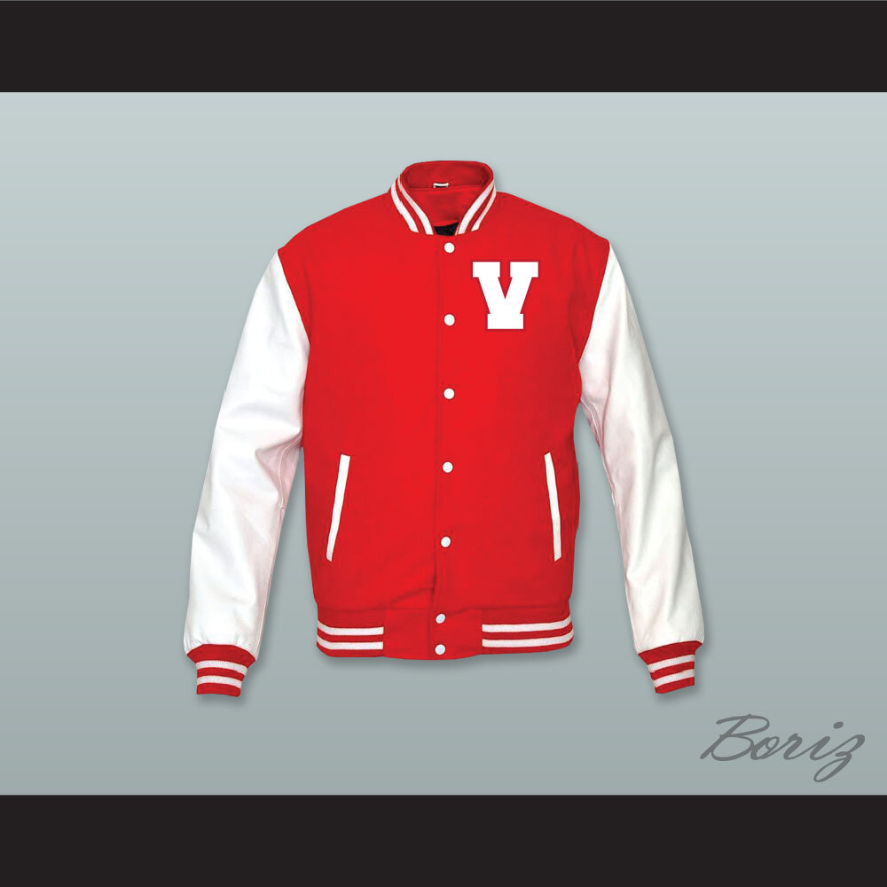 Vanderbilt Muskrats High School Red Wool and White Lab Leather Varsity Letterman Jacket  1.jpg