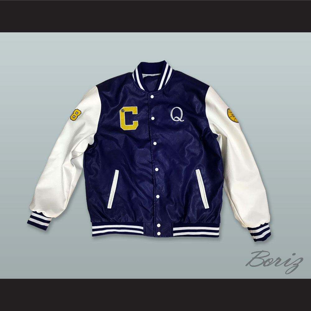 Quincy McCall 22 Crenshaw High School Class of 88 Blue and White Lab Leather Jacket  1.jpg