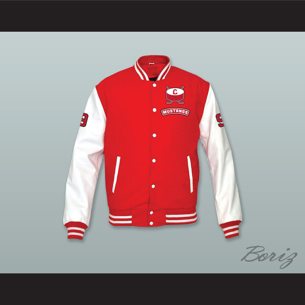 Derek Sutton 9 Hamilton Mustangs Red Wool and White Lab Leather Varsity Letterman Jacket  1.jpg