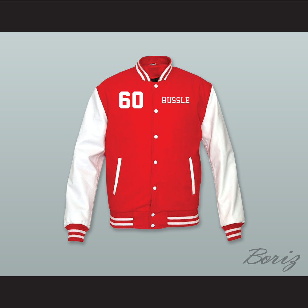 Nipsey Hussle 60 Crenshaw Red Wool and White Lab Leather Varsity Letterman Jacket  1.jpg