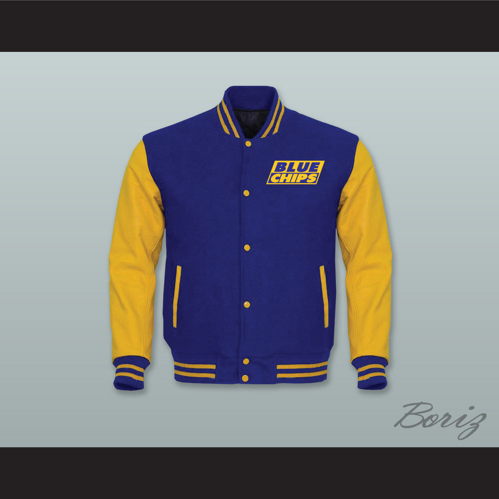 Blue Chips Western University Royal Blue Wool and Yellow Gold Lab Leather Varsity Letterman Jacket  1.jpg