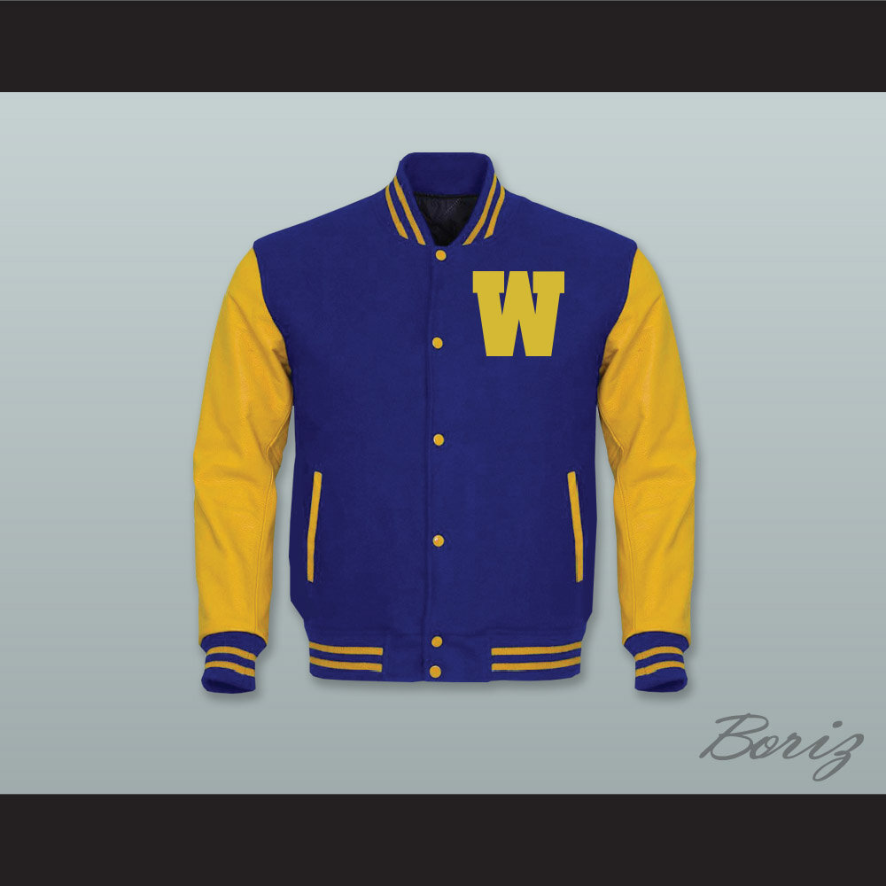 Freddie Steinmark Wheat Ridge High School Royal Blue Wool and Yellow Gold Lab Leather Varsity Letterman Jacket  1.jpg