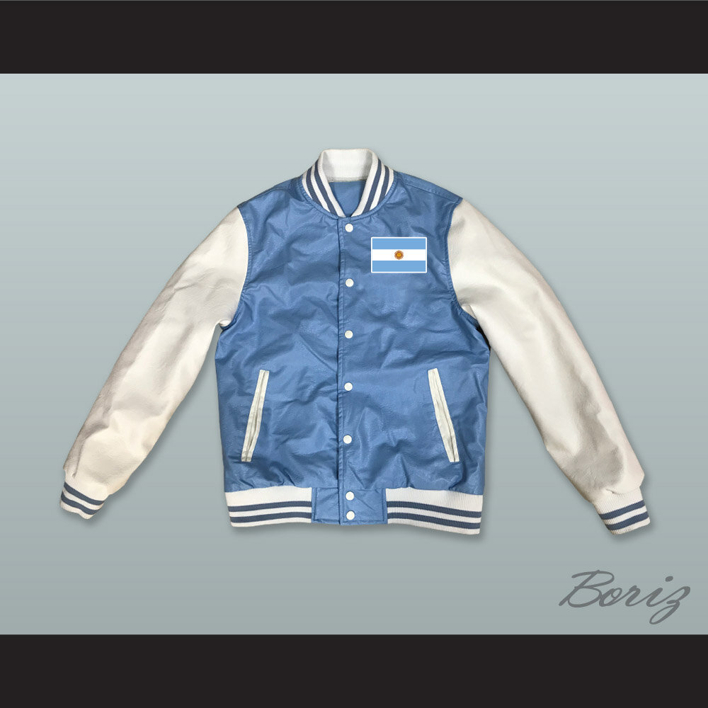 Argentina Light Blue and White Lab Leather Varsity Letterman Jacket   1.jpg