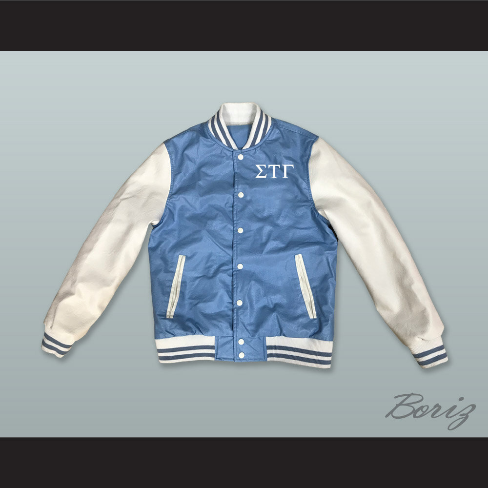 Sigma Tau Gamma Fraternity Light Blue and White Lab Leather Varsity Letterman Jacket  1.jpg