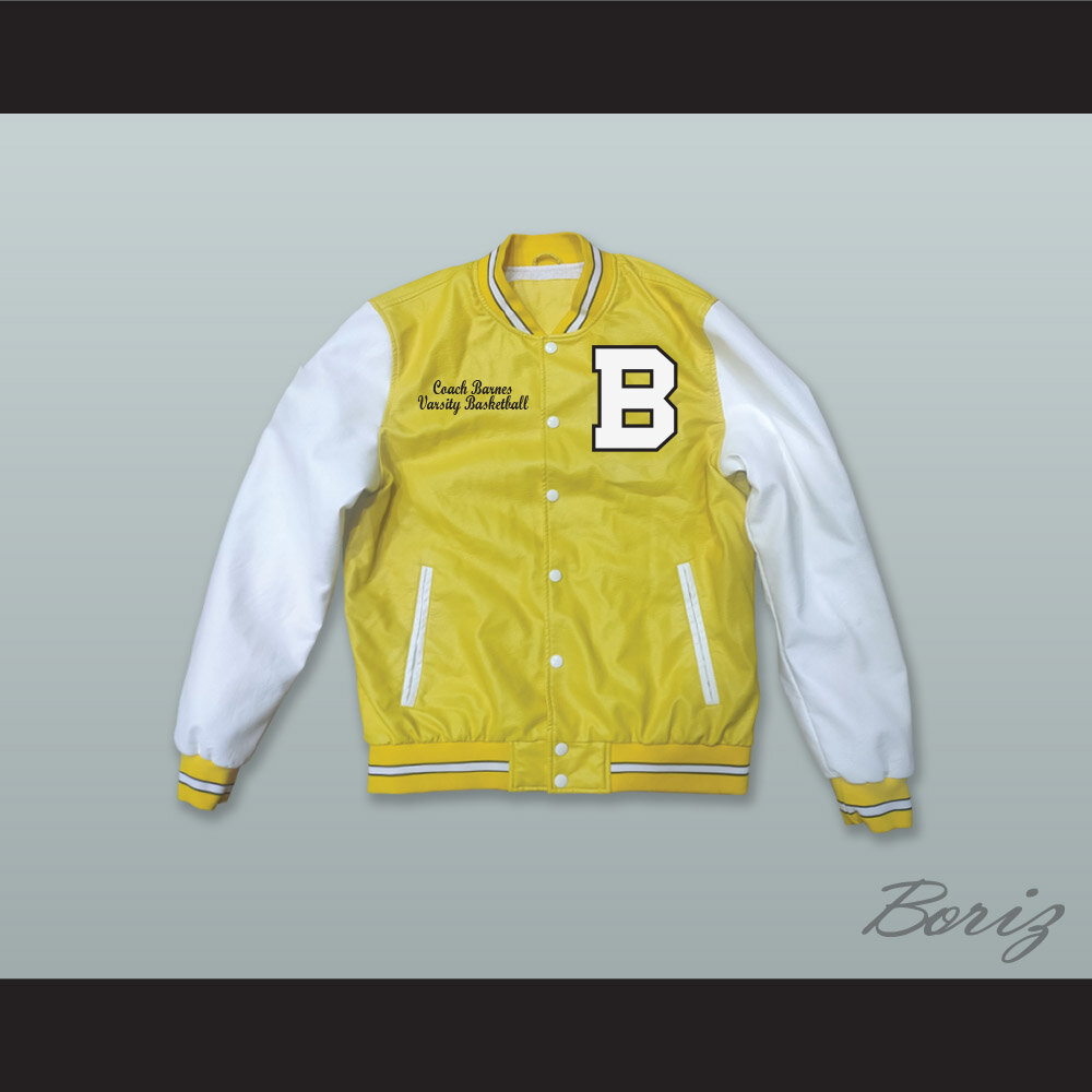 Coach Dwayne Barnes Bannon High School Yellow and White Lab Leather Varsity Letterman Jacket  1.jpg